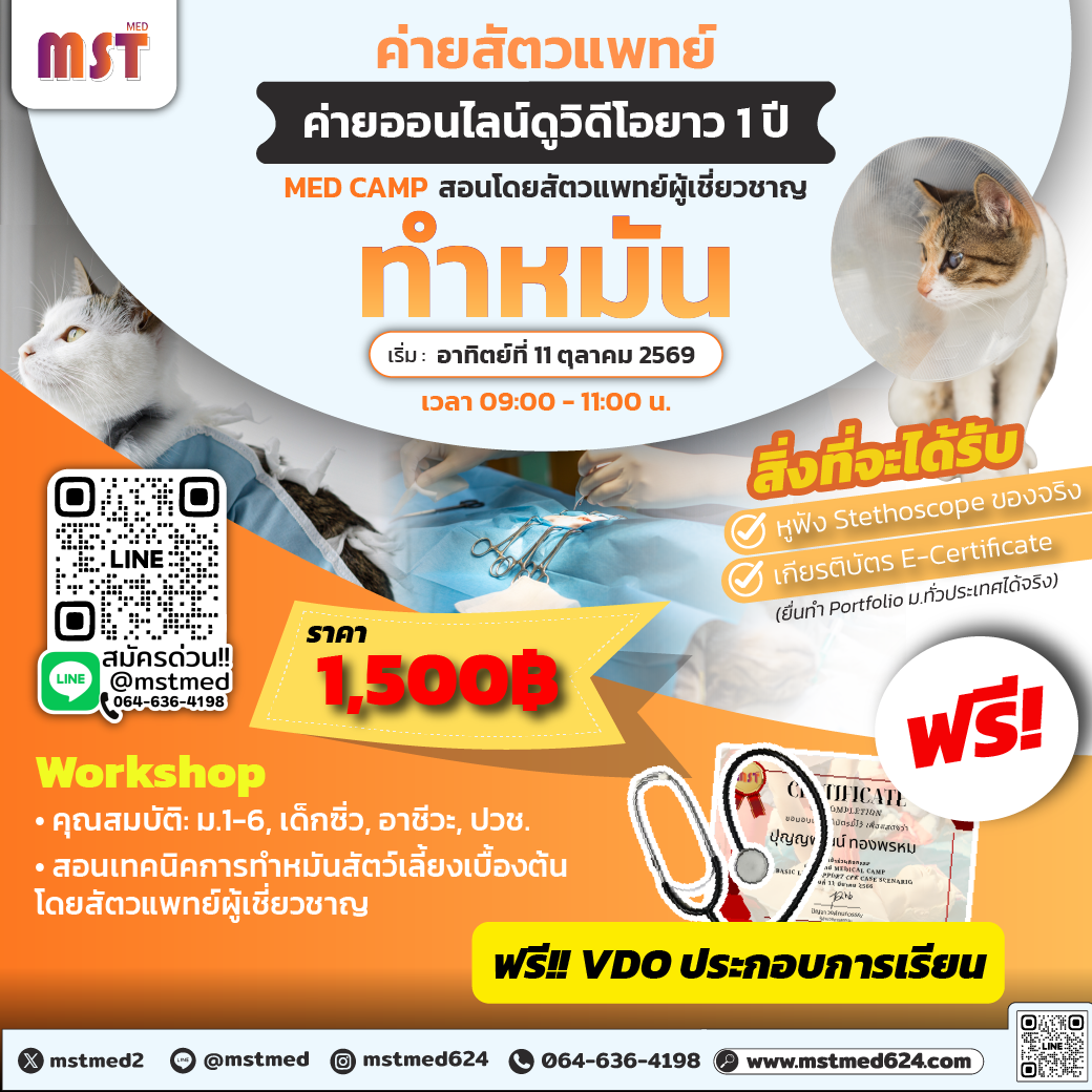 Vet Surgery Camp: เทคนิคทำหมันสัตว์เลี้ยง โดยสัตวแพทย์ผู้เชี่ยวชาญ