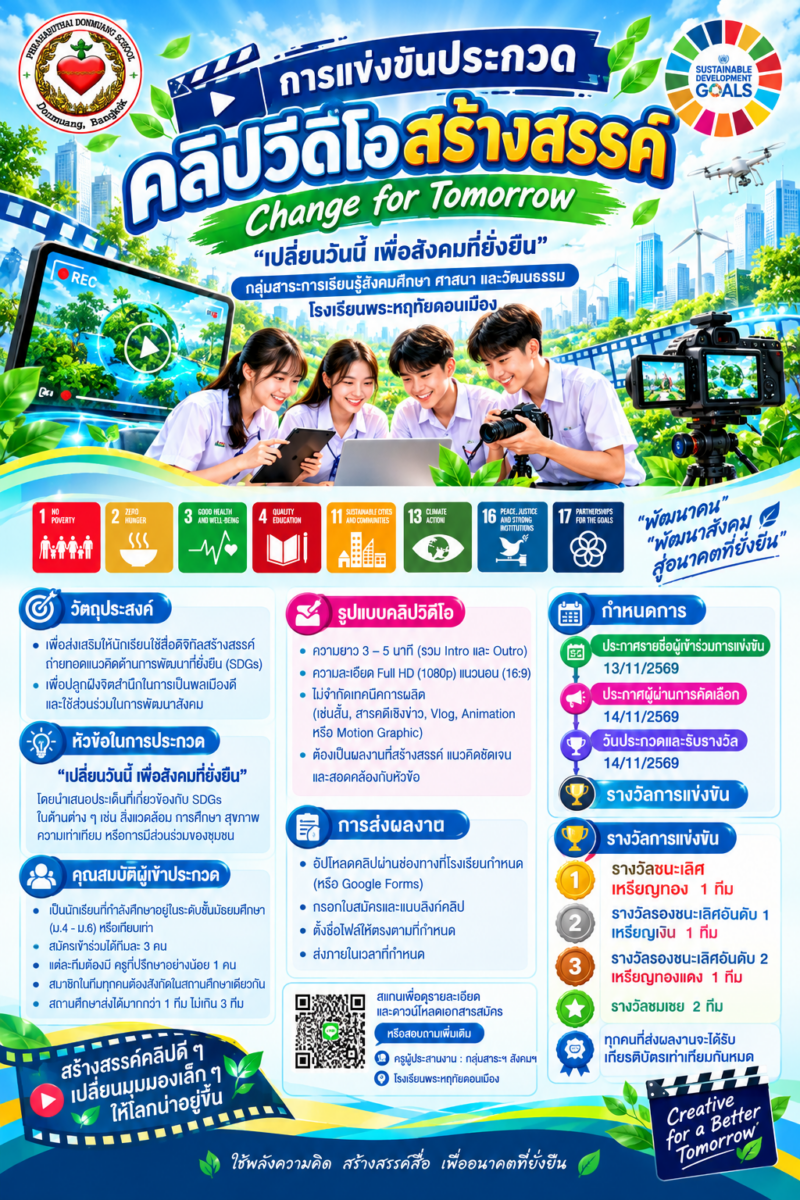 แข่งขันคลิปวีดีโอ Change for Tomorrowเปลี่ยนวันนี้เพื่อสังคมที่ยั่งยืน