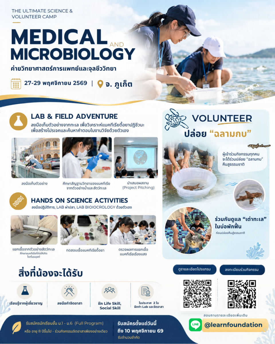 Medical & Microbiology ค่ายวิทยาศาสตร์การแพทย์และจุลชีววิทยา รุ่นที่ 3